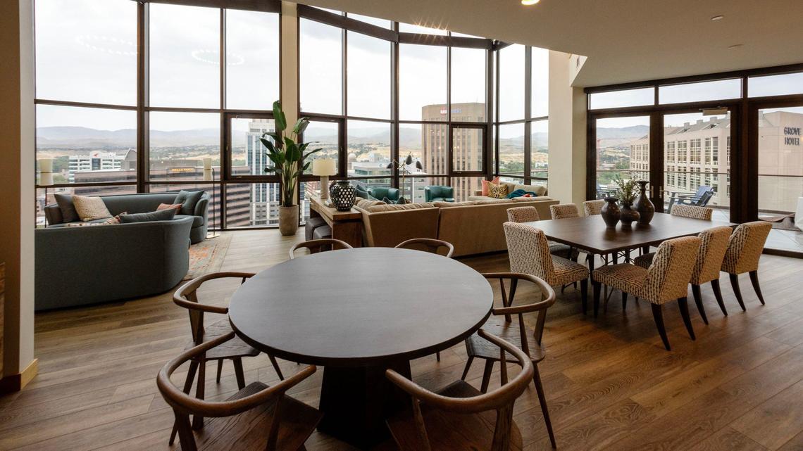 The home includes a spacious main area that fits two dining tables and two entertaining areas.