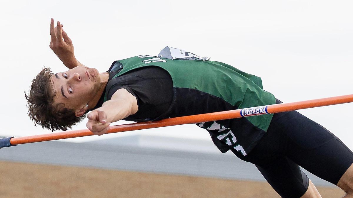 Eagle’s Ambrose Brainard competes in boys high jump at the 6A District Three meet last season at Meridian High School.