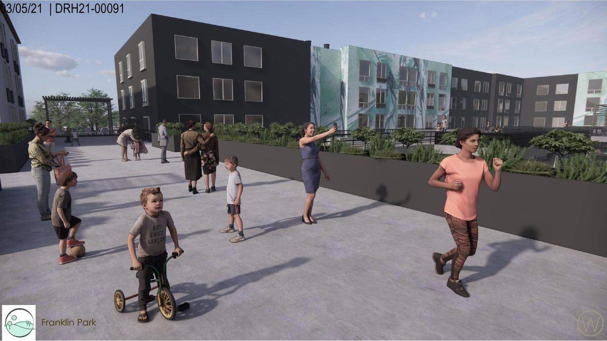 A rendering of the Franklin-Orchard housing project at the site of the old Franklin Elementary School.