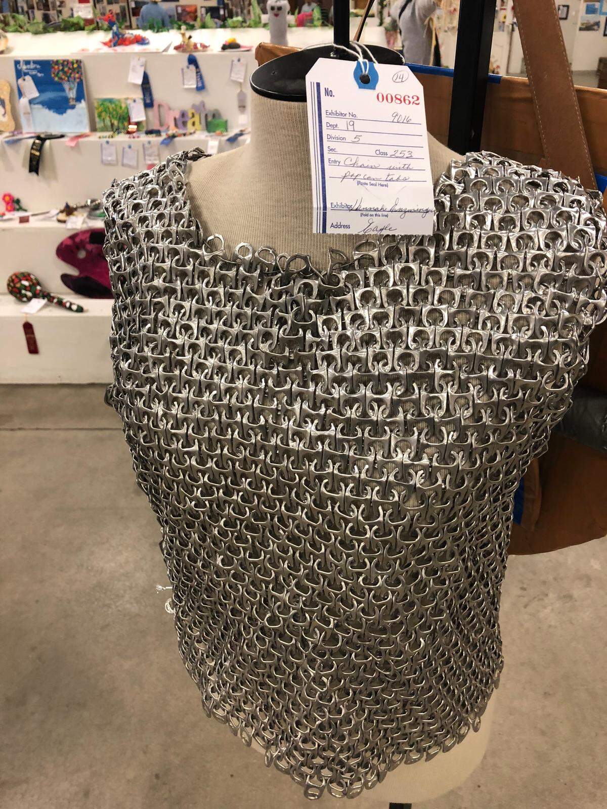 There are amazing arts and crafts entries in the contests at the Western Idaho Fair. Where else are you going to find a vest, or suit of armor, made entirely of pop can tabs?