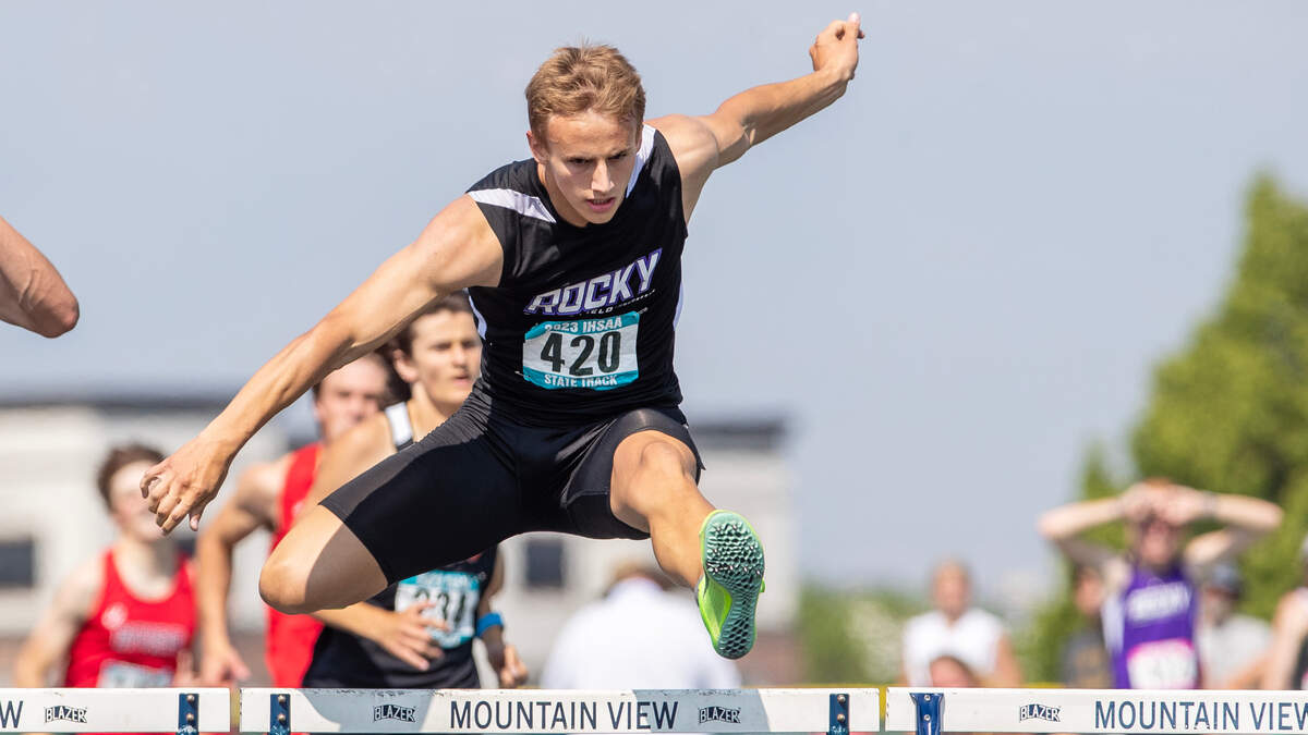 Rocky Mountain’s Crew Kelson was the 5A state champ in the 300 meters hurdles.