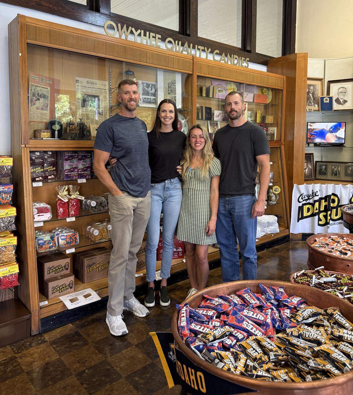 The Sturdivant family poses with Idaho Candy Company treats. Paul Sturdivant is on the far left, and next to him is Megan Sturdivant, who will handle marketing and tell the Idaho Candy Company story, Paul said.