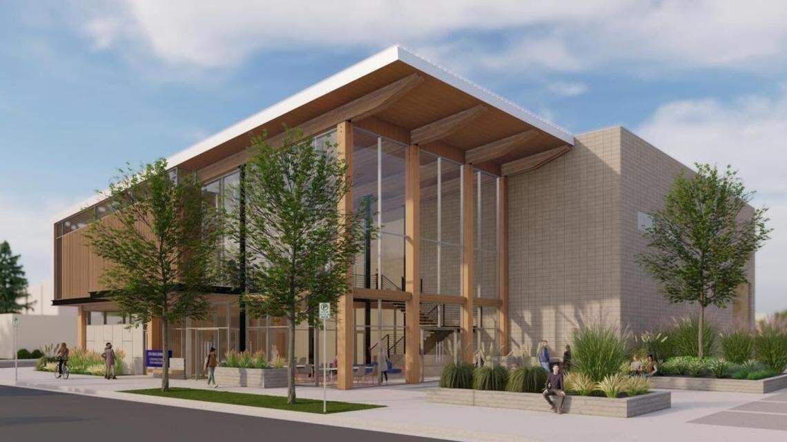This rendering shows Boise State University’s future ESI Building for Construction Management at the corner of West Beacon Street and South Manitou Avenue.