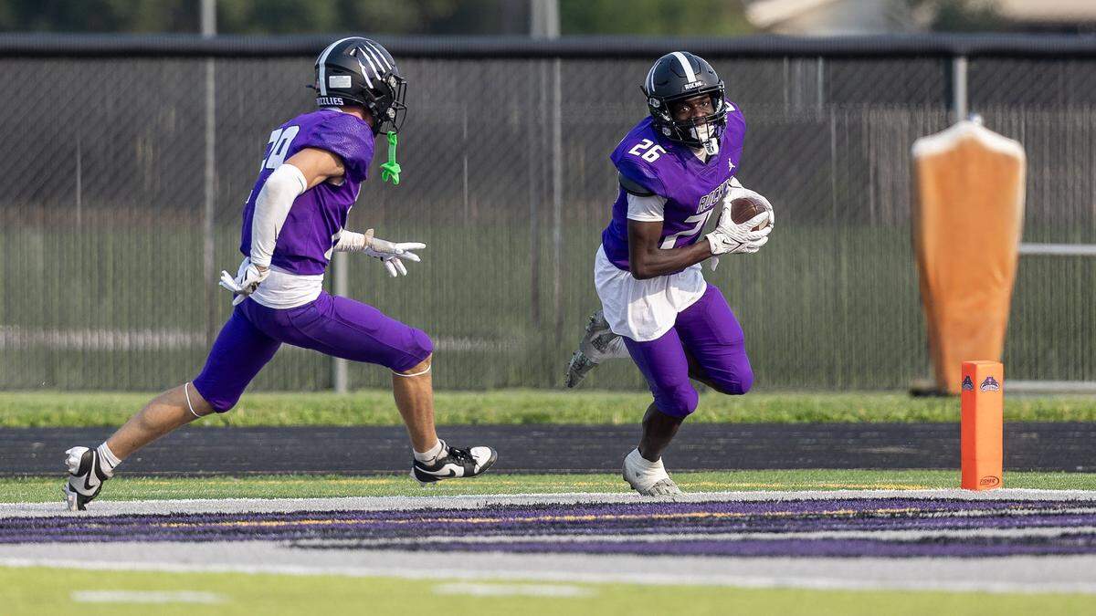 Rocky Mountain senior defensive back Muyolo David scores a touchdown during their football game at home against Provo (Utah), Friday, Sep. 5, 2025.