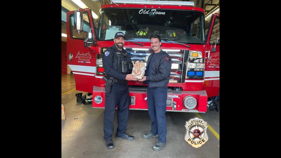 A Baby Jesus figure was dropped off at a fire station in Colorado with a handwritten note, police said.