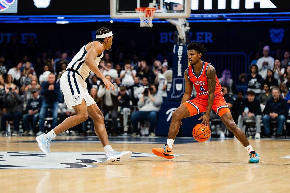 Senior guard Dylan Andrews had a game-high 20 points in the Broncos’ 77-68 upset victory at Butler in early December.