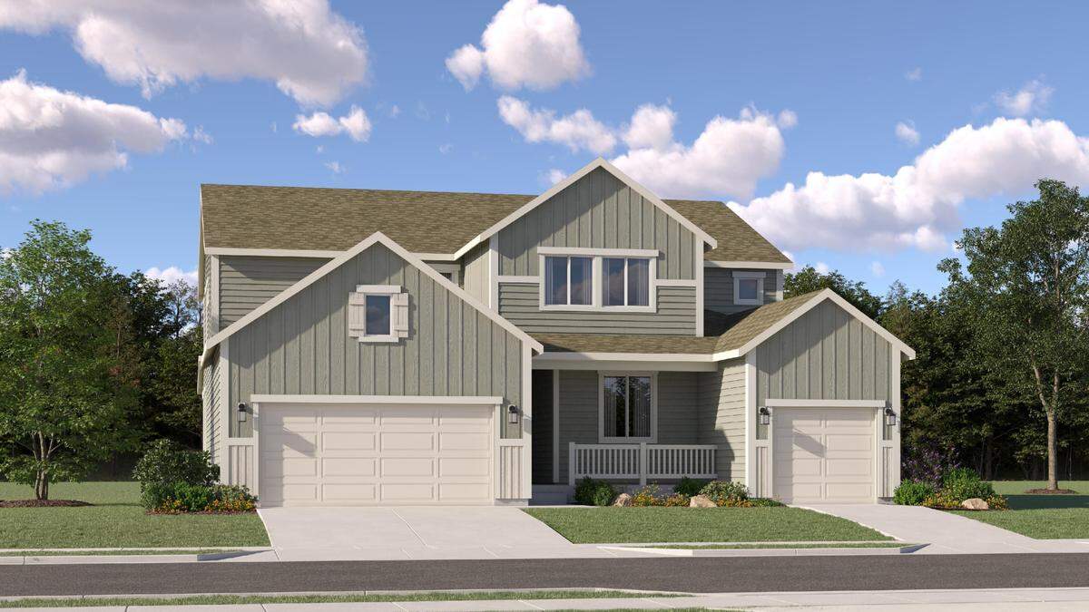 A rendering of a “farmhouse” style single-family home in the planned Baratza Subdivision.