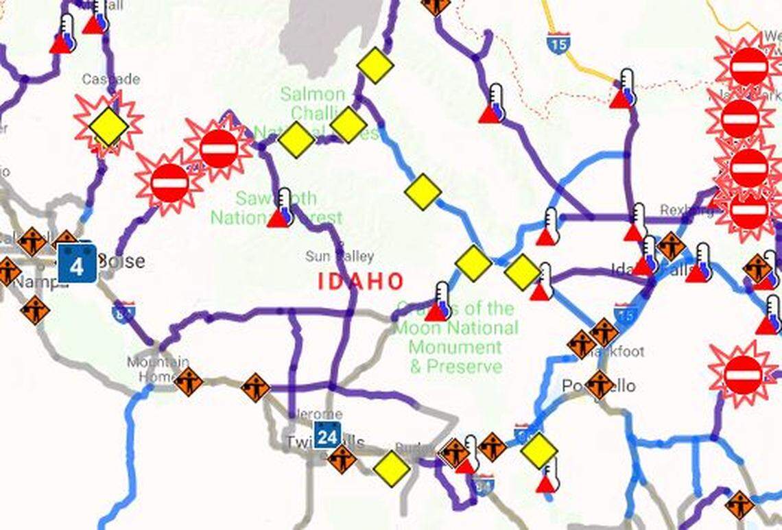 Snow conditions caused several road closures across Southern Idaho on Sunday, Feb. 24.