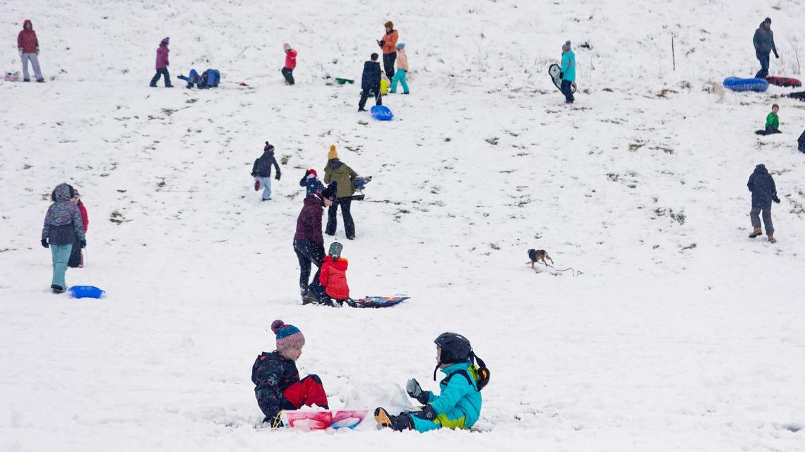 Children on a snow day from school play at Camel’s Back Park in Boise on Monday, Dec. 12, 2022. The National Weather Service reported 2.5 inches of snow accumulation overnight from their location at the Boise Airport. No more snow is in the forecast for the Boise area this week, but temperatures are expected to drop to as low as 6 degrees by Saturday night.