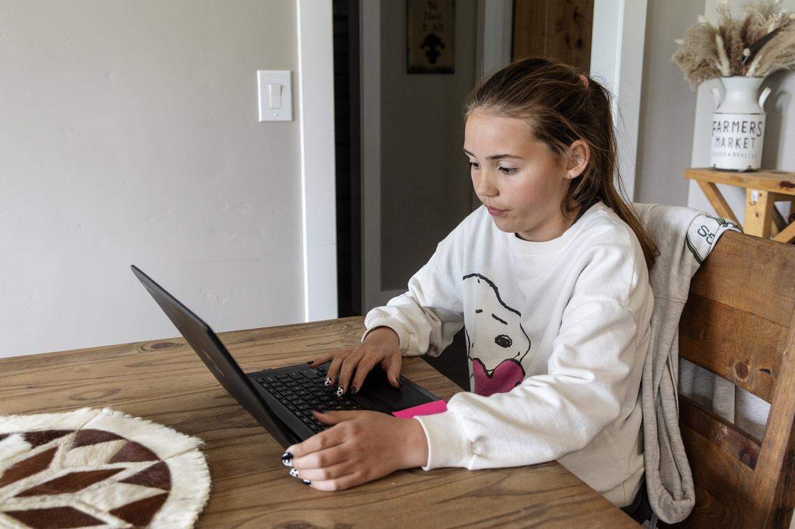 Kali uses a voice search tool on Google to help her with spelling. 