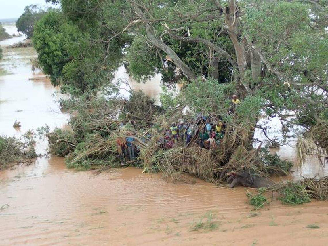 From the air, Mission Aviation Fellowship pilots spotted a group of people huddled on a small piece of land surrounded by floodwater.