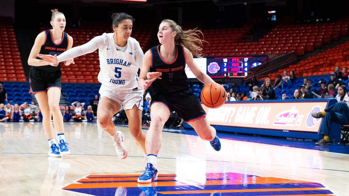 Freshman Mya Hansen had a career-high 31 points in Boise State’s 76-67 loss to BYU on Thursday at ExtraMile Arena.