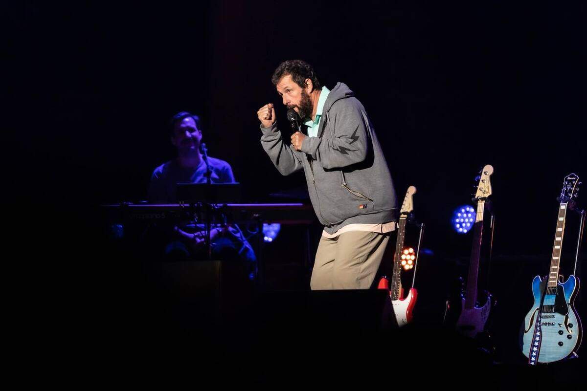 Adam Sandler, 57, is best known as an actor. But he’s also an experienced stand-up comedian who brings a musical element to shows.
