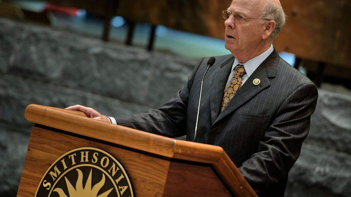 Rep. Steve Pearce (R-NM) speaks during an event at the Smithsonian National Museum of the American Indian to challenge the sale of American Indian artifacts and remains in France  May 24, 2016 in Washington, DC.
In an international battle stretching from Native American lands in the American West to the auction houses of Paris, two tribes on May 24, renewed a years-long campaign to prevent the sale of sacred objects. The Acoma Pueblo Nation located in New Mexico and The Hoopa Valley Tribal Nation of California have announced their opposition to a scheduled sale next week of close to 500 artifacts at Paris' EVE auction house.
 / AFP / Brendan Smialowski        (Photo credit should read BRENDAN SMIALOWSKI/AFP via Getty Images)