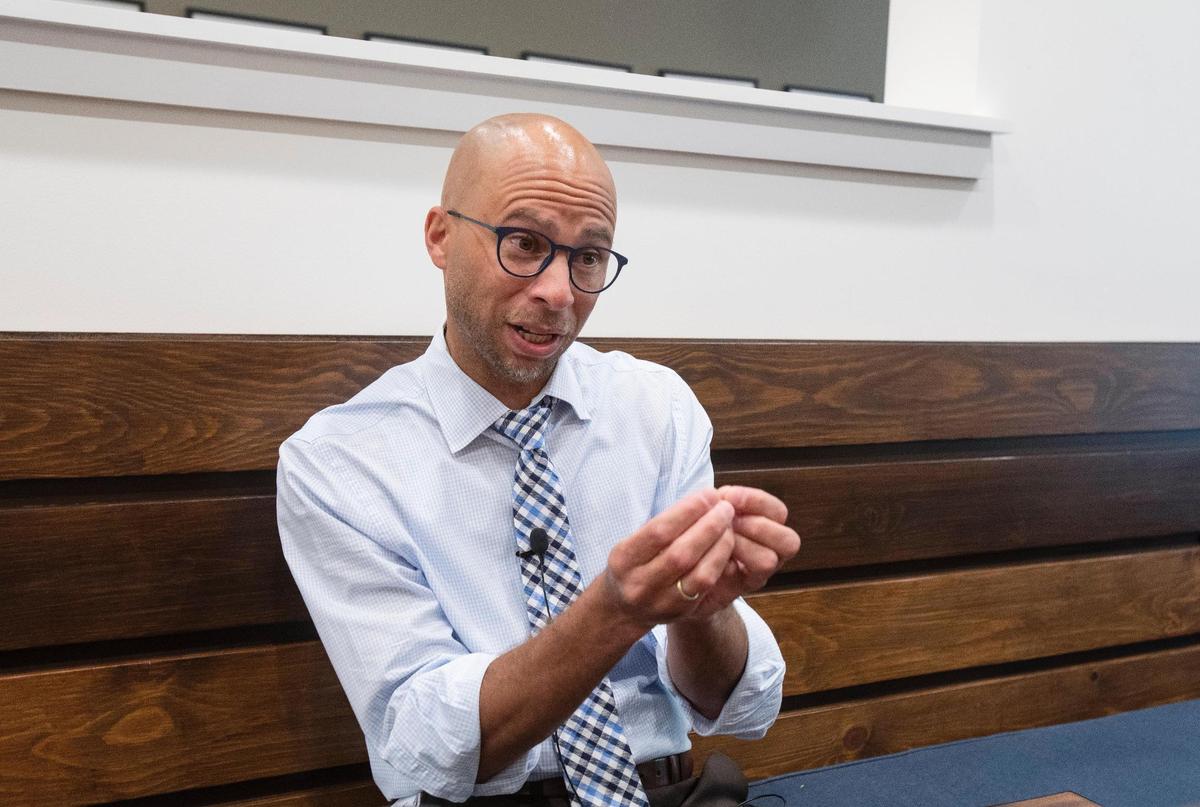 Rep. Chris Mathias, a Boise Democrat, speaks about his career during an interview at Dawson Taylor Coffee Shop on Wednesday, June 30, 2021.