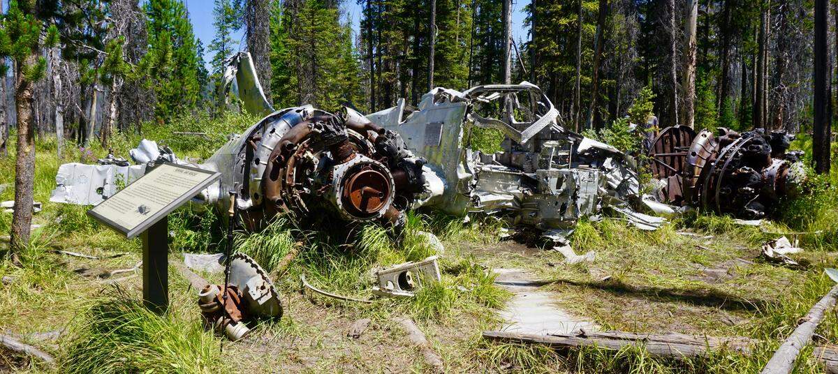 Interpretive signs tell the story of the B-23 Dragon bomber that crashed at Idaho’s Loon Lake in 1943.