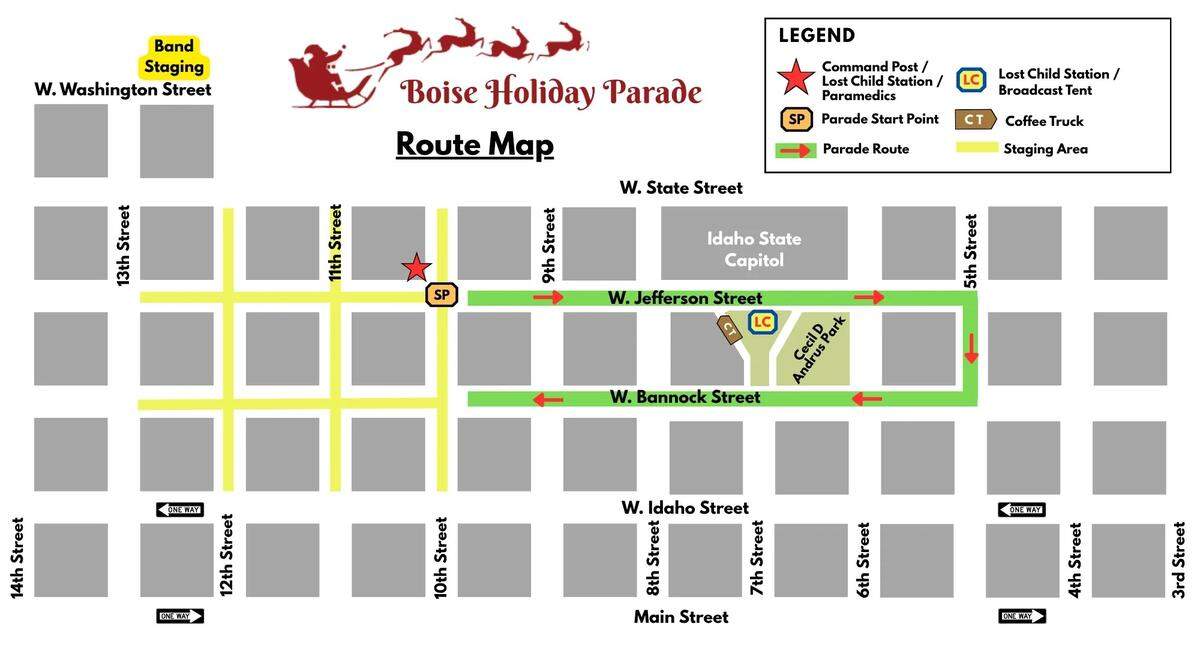 Boise’s 77th annual holiday parade will affect roads in downtown Boise on Saturday, Nov. 29.