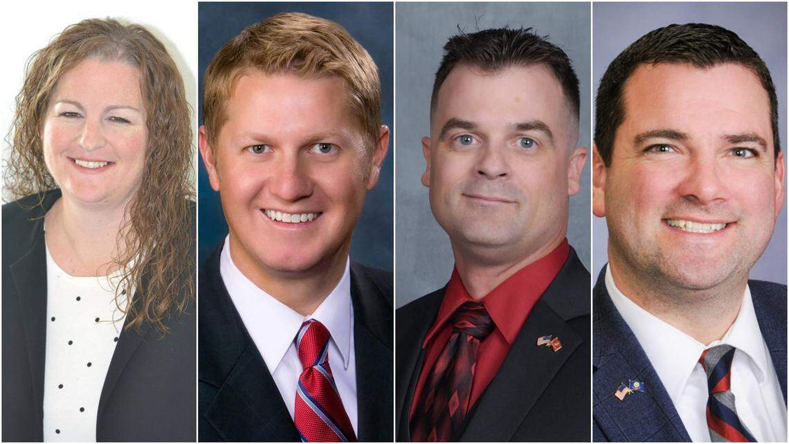 Four candidates for Caldwell mayor are, from left, Nicole Hyland, John McGee, Chris Trakel and Jarom Wagoner.