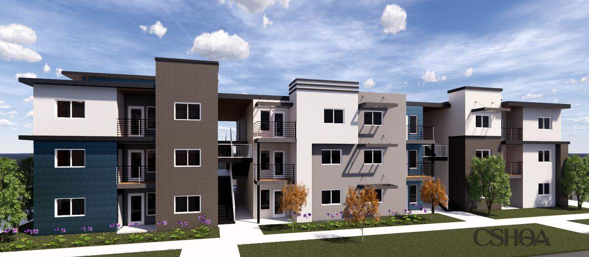 Rhino Investments plans to build 252 apartment units as part of the Karcher Mall redevelopment project in Nampa. This rendering was provided in 2020.