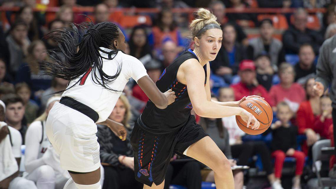 Junior guard Ellie Woerner, pictured against Louisville on Nov. 19, scored a career-high 23 points in Boise State’s 91-85 win over Idaho on Friday at the 2018 Beach Classic in Long Beach, California.