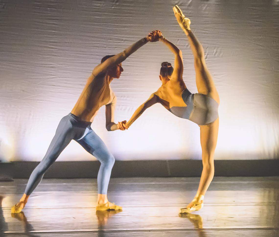 Ballet Idaho’s Shane Horan and Adrienne Kerr performed an excerpt from Craig Davidson’s “Ambiguous Content” at the Nov. 10 matinee for the company’s season opening NewDance: Form and Function.
