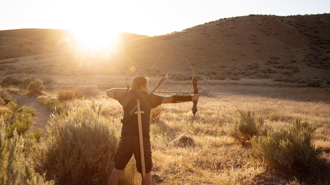 Jess Elias practices archery on July 23 at a 2,200-acre tract of Eagle-annexed Bureau of Land Management land, located north of Beacon Light Road off of Willow Creek Road. The land is used by many types of recreation seekers including hikers, equestrians and target shooters.