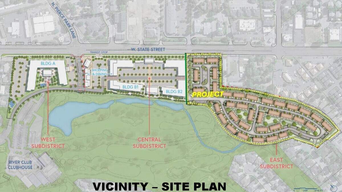 The planned development along State Street include three subdistricts, with construction starting first on the eastern portion where Meridian’s Brighton Corp. and Texas-based Lincoln Property Co. plan to build 134 town houses.