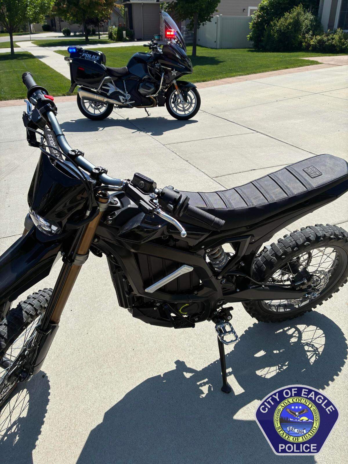 Eagle Police shared a photo of the electric motorcycle.