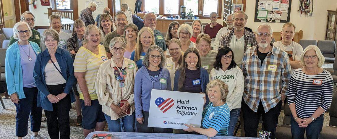 Braver Angels workshop participants and moderators in Boise, Idaho, June 10, 2023. Braver Angels brings together left- and right-leaning people to get to know each other on an individual level and discuss their values, which helps to humanize the other side, organizers say.