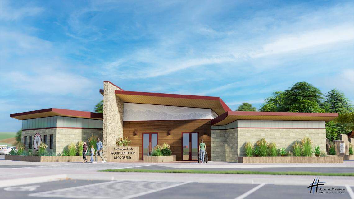 An artist’s rendering of the planned Global Raptor Education Welcome Center at The Peregrine Fund’s World Center for Birds of Prey south of Boise.