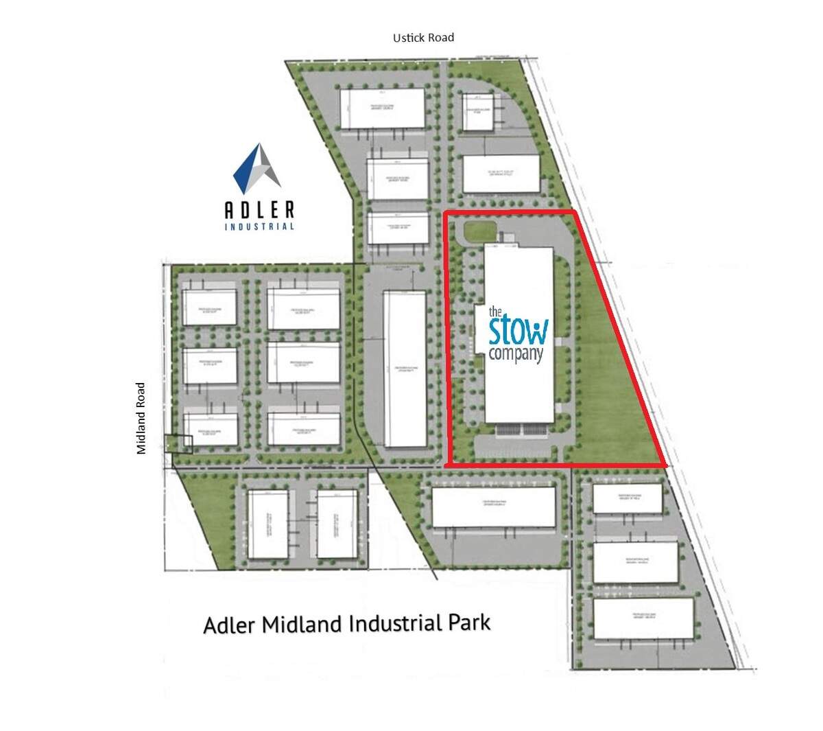 The Adler Industrial Park is located at the eastern corner of Midland Boulevard and Ustick Road in Nampa.