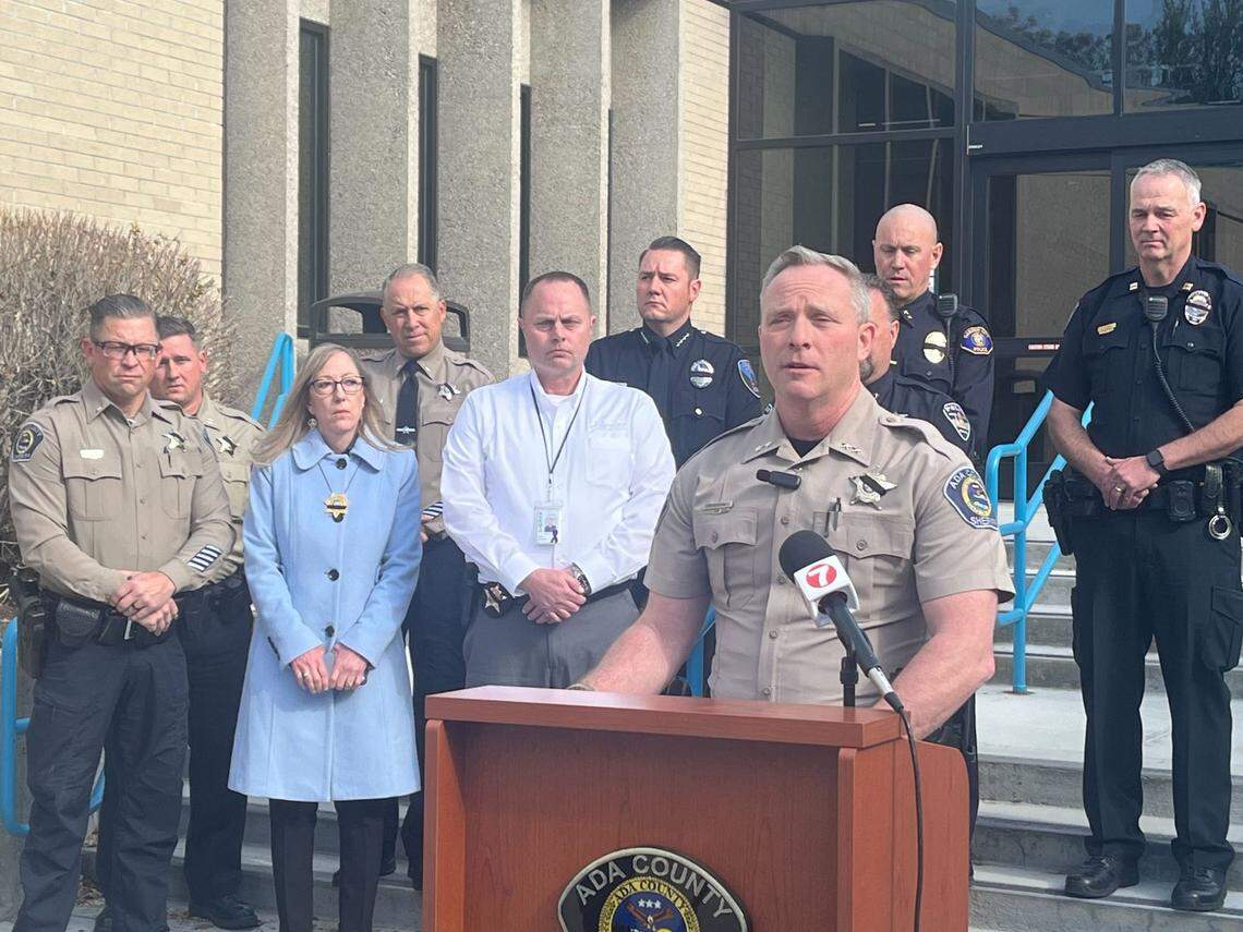 Ada County Sheriff Matt Clifford speaks at a press conference.