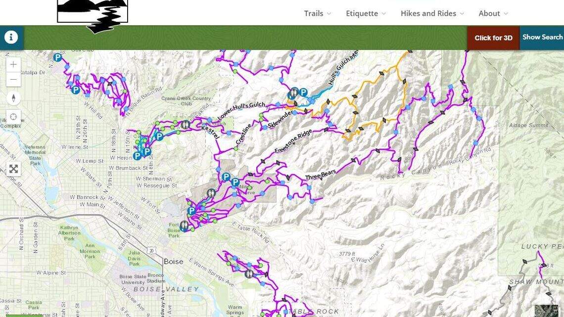 This new map lets you pick Foothills trails by difficulty and detailed 3D overviews