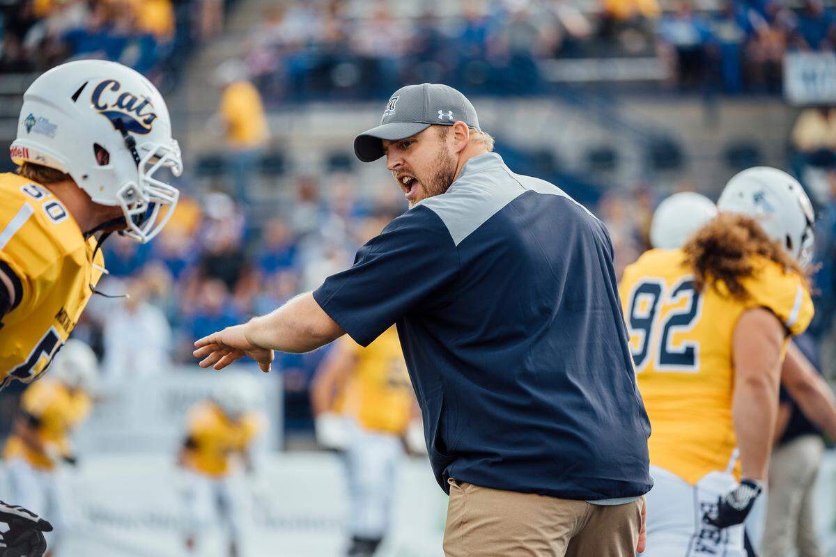 Montana State players warm up at Bobcat Stadium for an NCAA college football game against South Dakota State on Saturday, Sept. 9, 2017, at Bobcat Stadium in Bozeman, Montana. MSU Photo by Adrian Sanchez-Gonzalez
