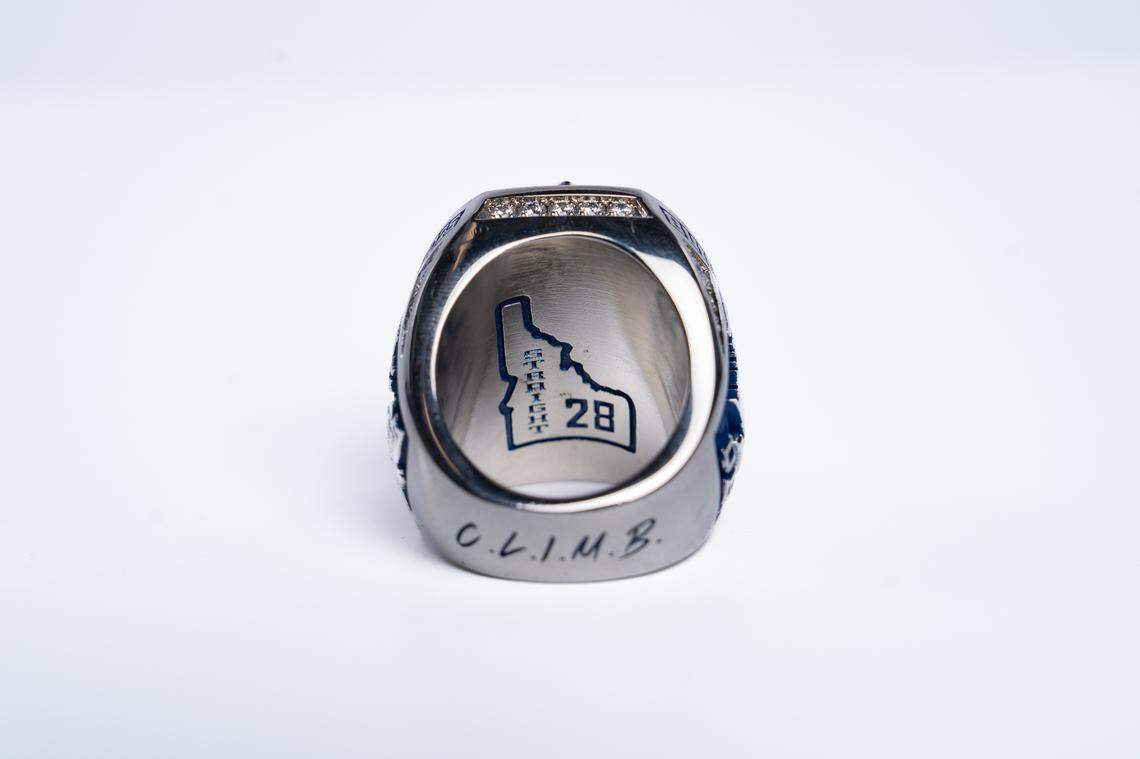 The “28 straight” inside of the Idaho outline indicates Boise State’s 28 consecutive seasons of bowl eligibility.