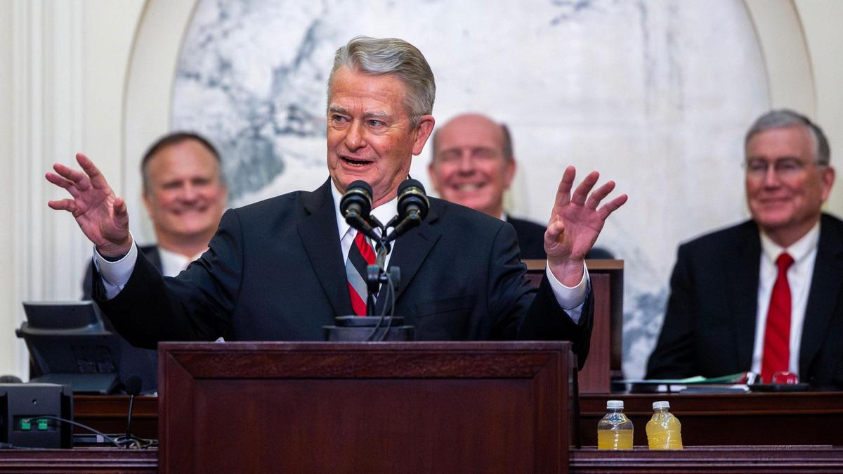Idaho Gov. Brad Little, delivering the annual State of the State address in front of the Idaho Legislature and state leadership in the House Chambers at the Idaho Statehouse in January, should veto the latest school voucher scheme.