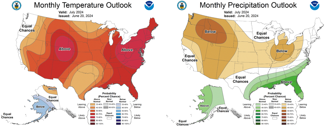 Much of the United States will likely witness above average temperatures in July, but Idaho could also be especially dry.