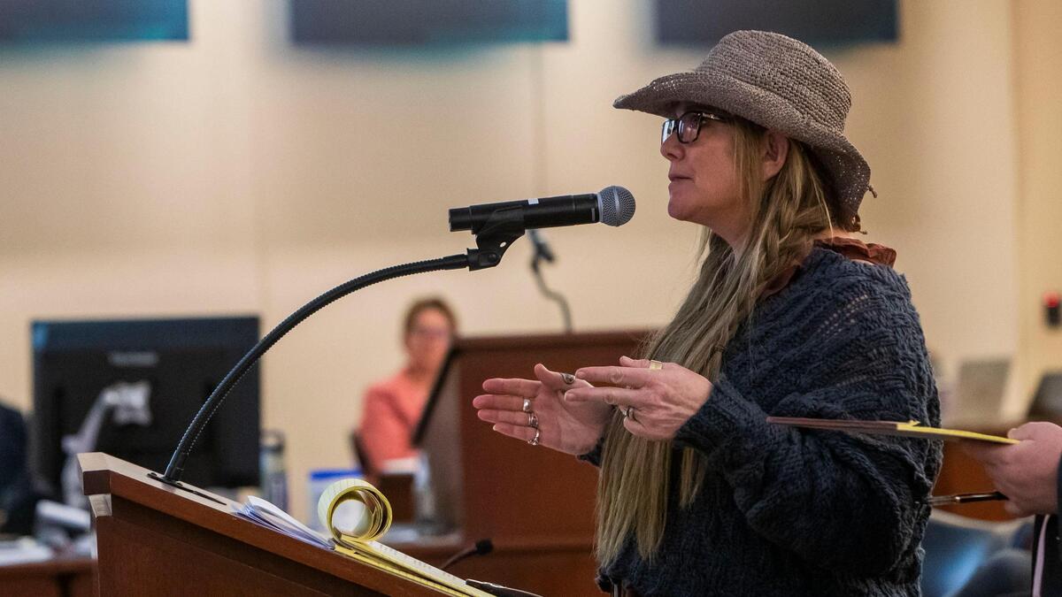 Interfaith Sanctuary Executive Director Jodi Peterson-Stigers answers council questions.
