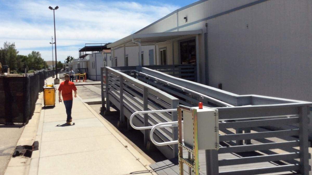 More than 300 research scientists and associated workers at Micron's Southeast Boise campus are housed in portable buildings like these, a "trailer park" in a Micron parking lot.