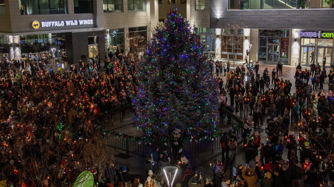 A week late, and it’s a substitute, but Boise’s holiday tree is finally lit