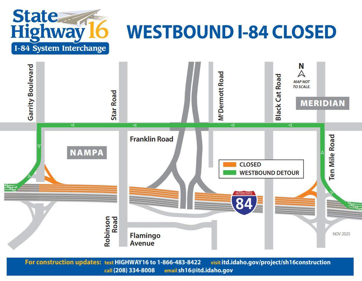 Detours for previous closures along the route will be in effect on May 5-6 and May 8-9.
