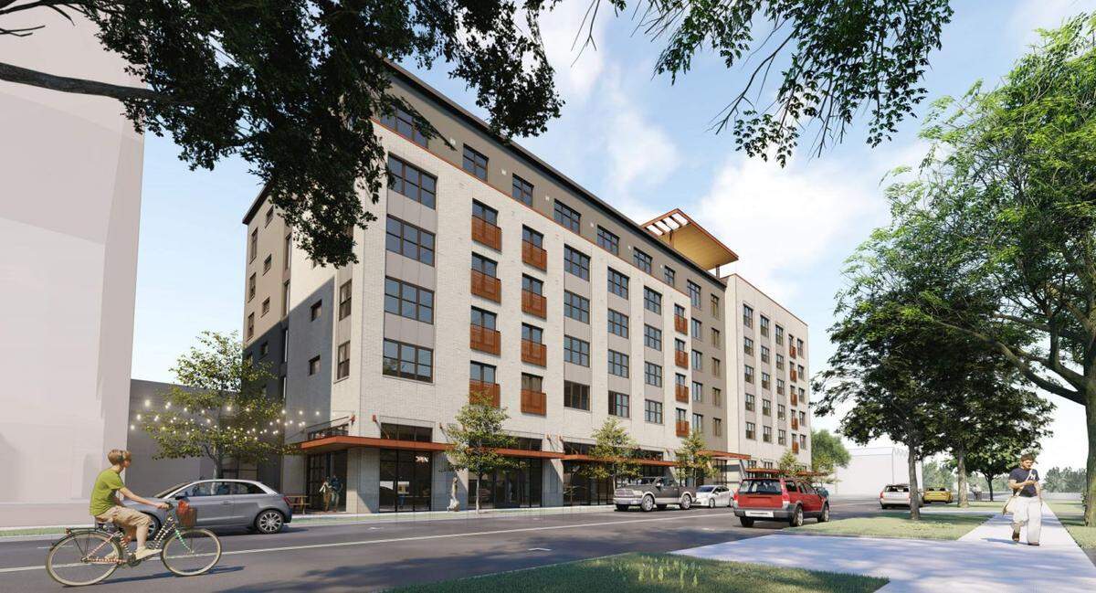 A group of Boise developers, including Clay Carley and Bill Truax, want to build a six-story apartment building with ground-floor businesses at 5th and Grove streets. The building would include 114 units, with 50 “workforce units,” meaning they would be affordable to those making 100% of Ada County’s median income. Next door, the same team is working to build affordable housing units.