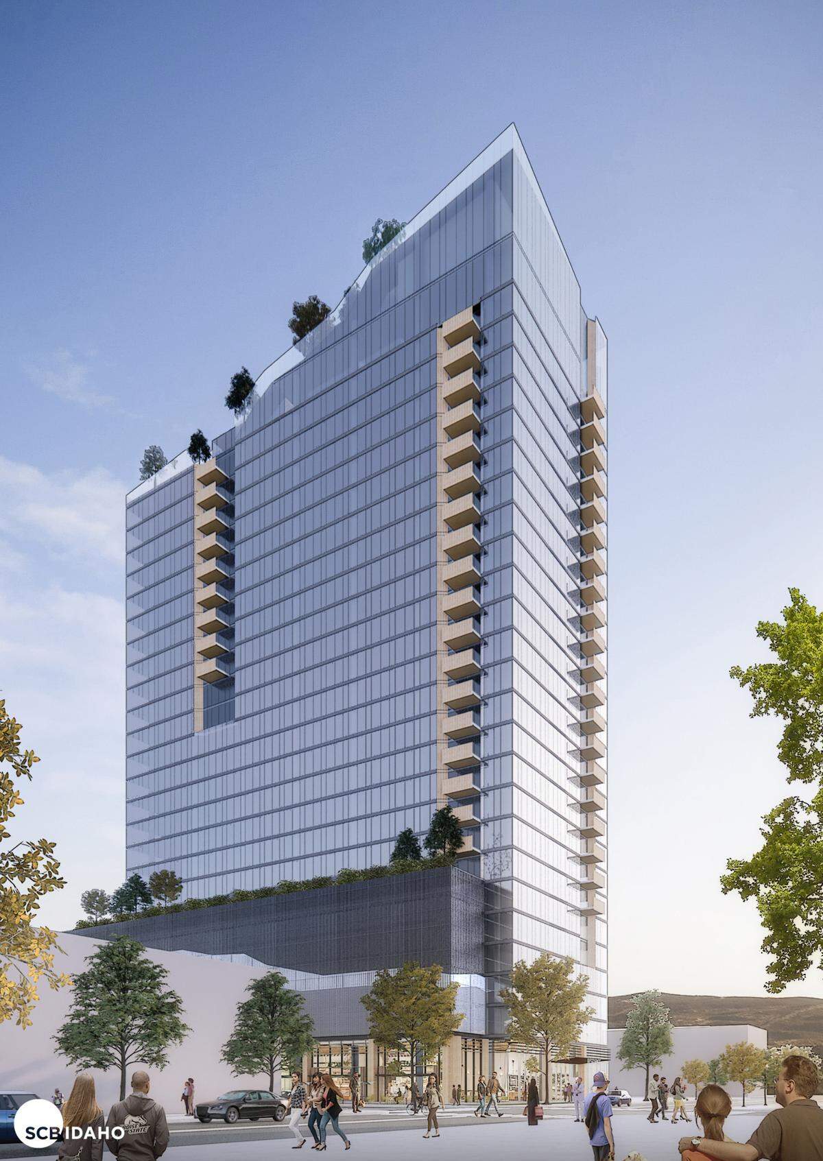 The Arthur would take the place of a parking lot next to the Record Exchange in downtown Boise.