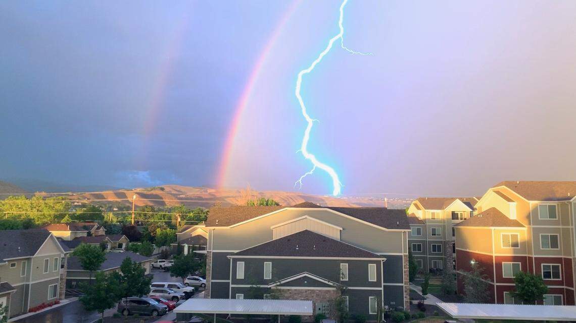 Tuesday night’s weather cranked out a lot of very rare photo opportunities for Boise residents, who captured some amazing shots like this, with the Foothills getting both sides of the storms.