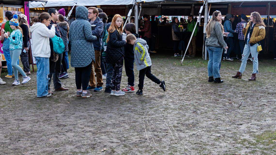 The ground gets muddy at Julia Davis Park during Treefort Music Fest, March 23, 2023.
