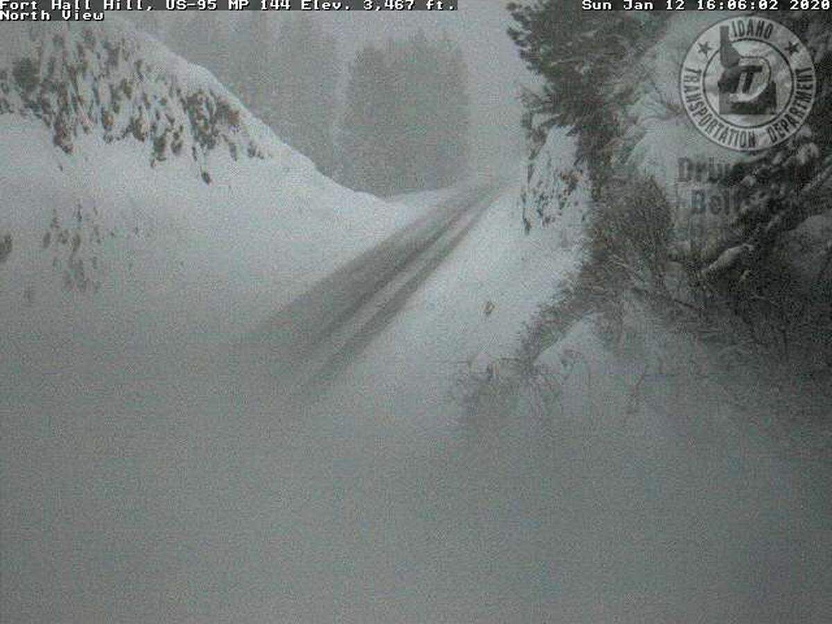 U.S. 95 was covered in snow on Sunday afternoon. The road was closed near Council after a semi truck jackknifed on the road.