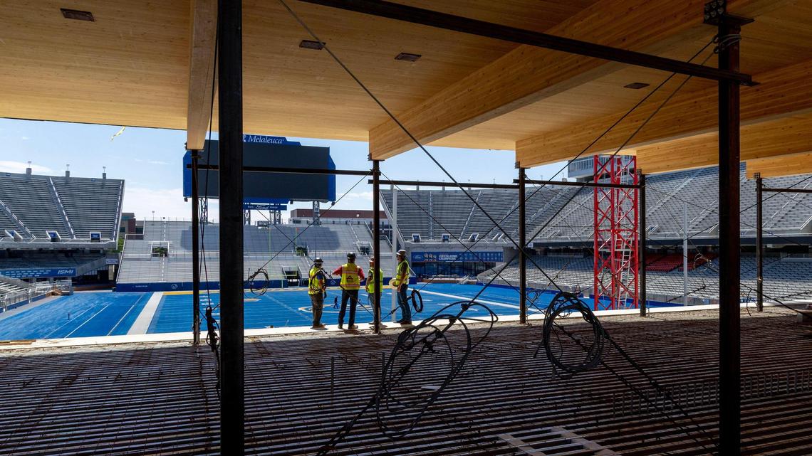 A covered concourse area with an open-air sports bar and lounge will be a signature part of the North End Zone Project at Boise State’s Albertsons Stadium.