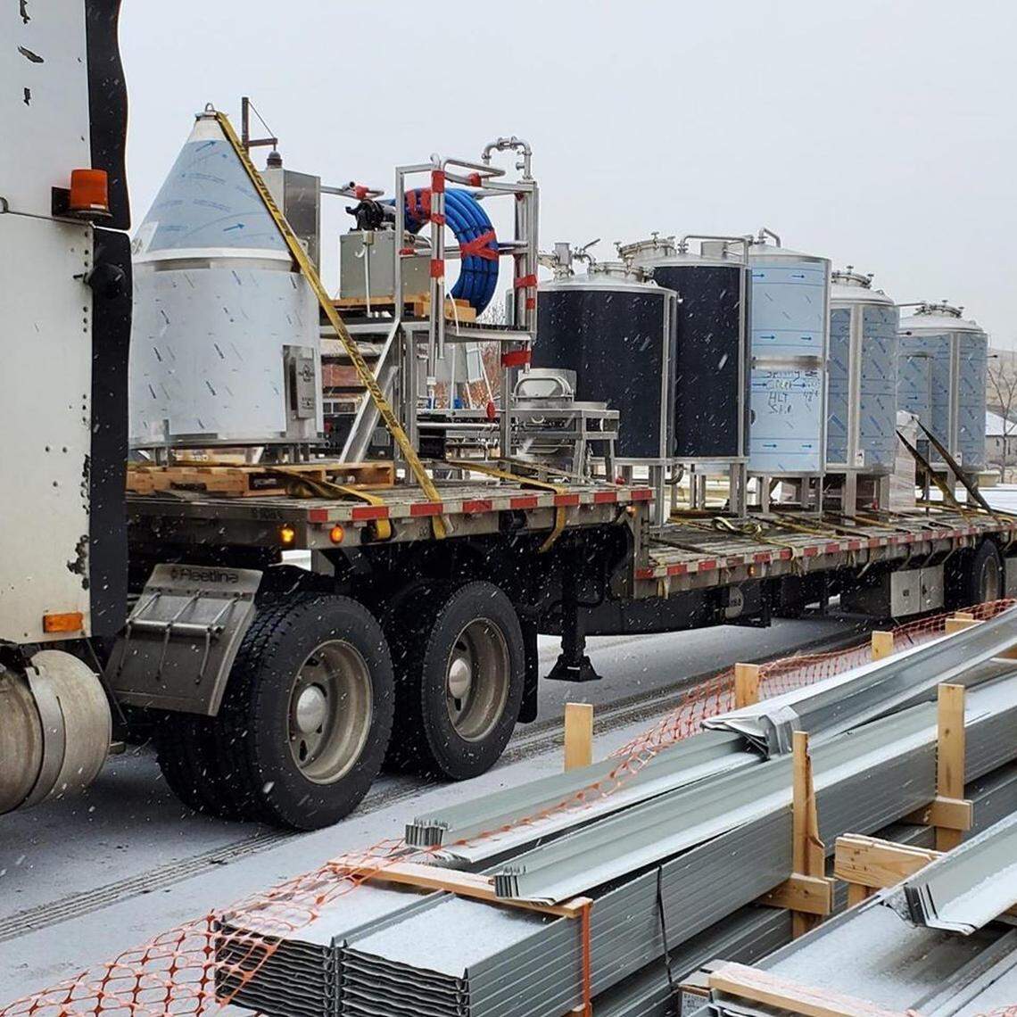 Just in time for Christmas, brewing equipment was delivered to Spring Creek Crewing Co. The new brewery and restaurant could be open by mid-February.
