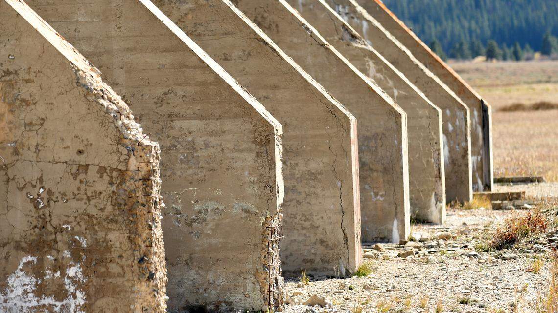 Remnants of the deteriorating field house at Camp Hale near Vail, Colo., on Tuesday, Oct. 11. The camp was where soldiers of the 10th Mountain Division trained in the harsh, wintry conditions of the Rocky Mountains in preparation for fighting in the Italian Alps during World War II.