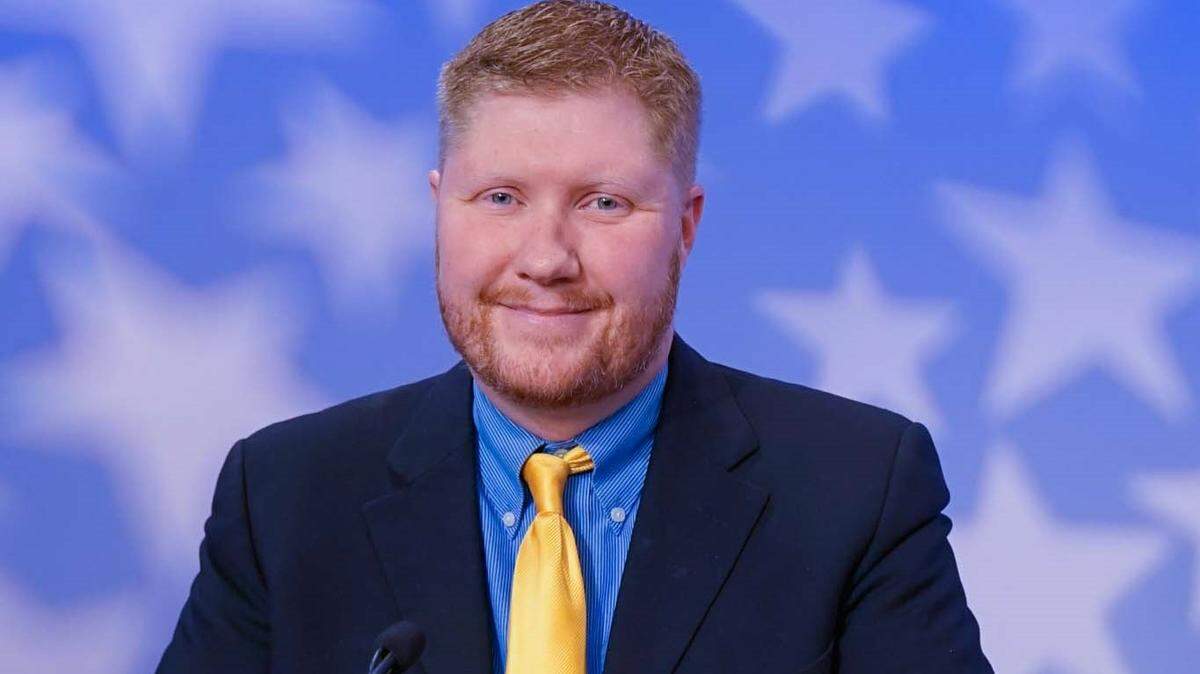 Branden Durst is shown here in this photo from the 2022 “Idaho Debates” in the race for state Superintendent of Public Instruction. About two-thirds of the voters in the West Bonner school district voted to recall two school board members who were responsible for hiring Durst as superintendent.